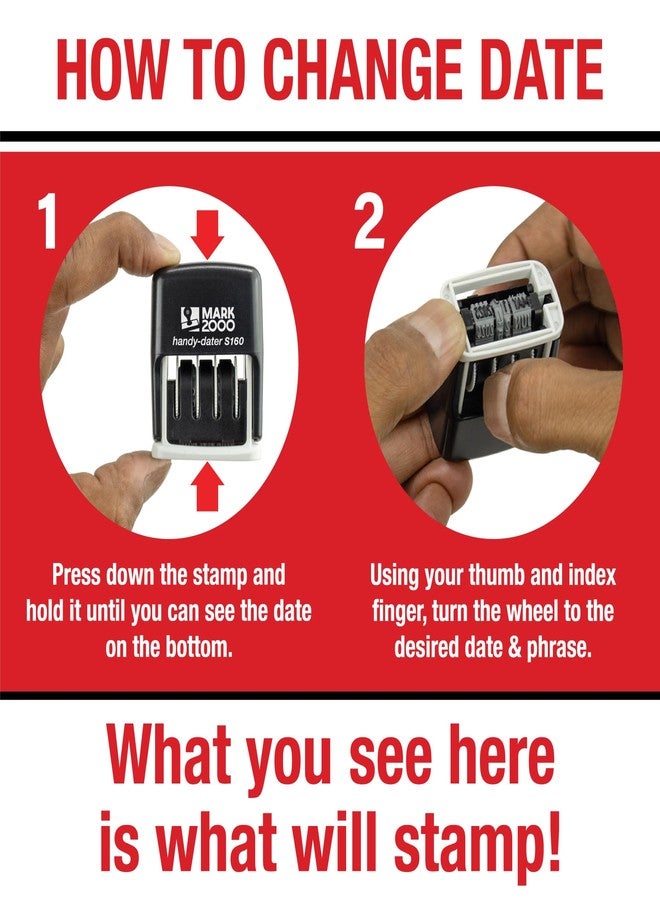 Rubber Stamp Creation Mark 2000 Self-Inking Rubber Date Office Stamp with Posted Phrase Blue Ink & Date RED Ink (Handy-Dater S160), 12-Year Band - Image 4